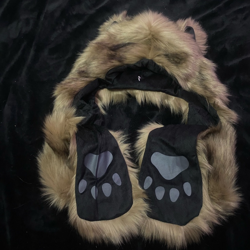 Faux Fur Animal Hood with Paws